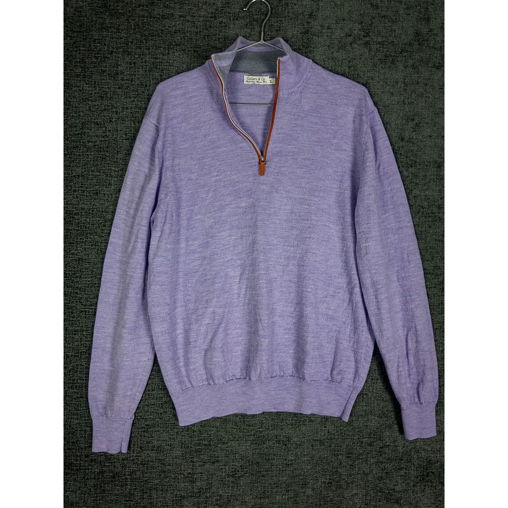 Collars & Co Australian Merino Wool Quarter Zip Sweater Mens XL (L) Lavender Pur